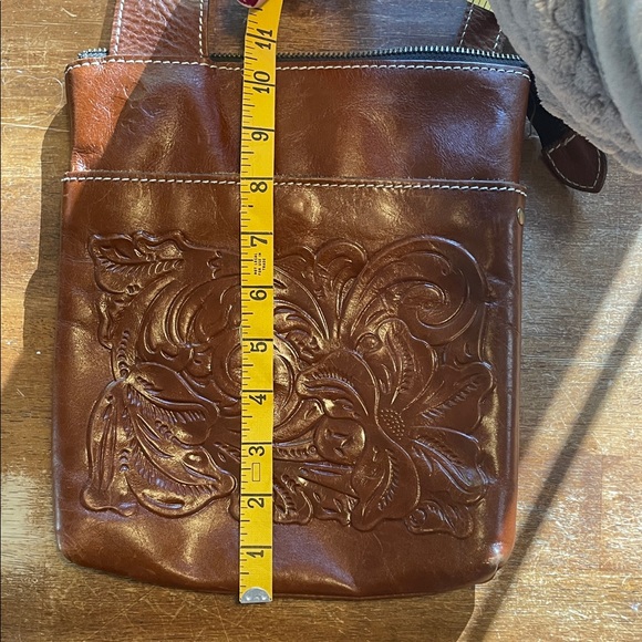 Patricia Nash Brown Floral Embossed Crossbody Bag Chocolate Brown - Picture 11 of 13